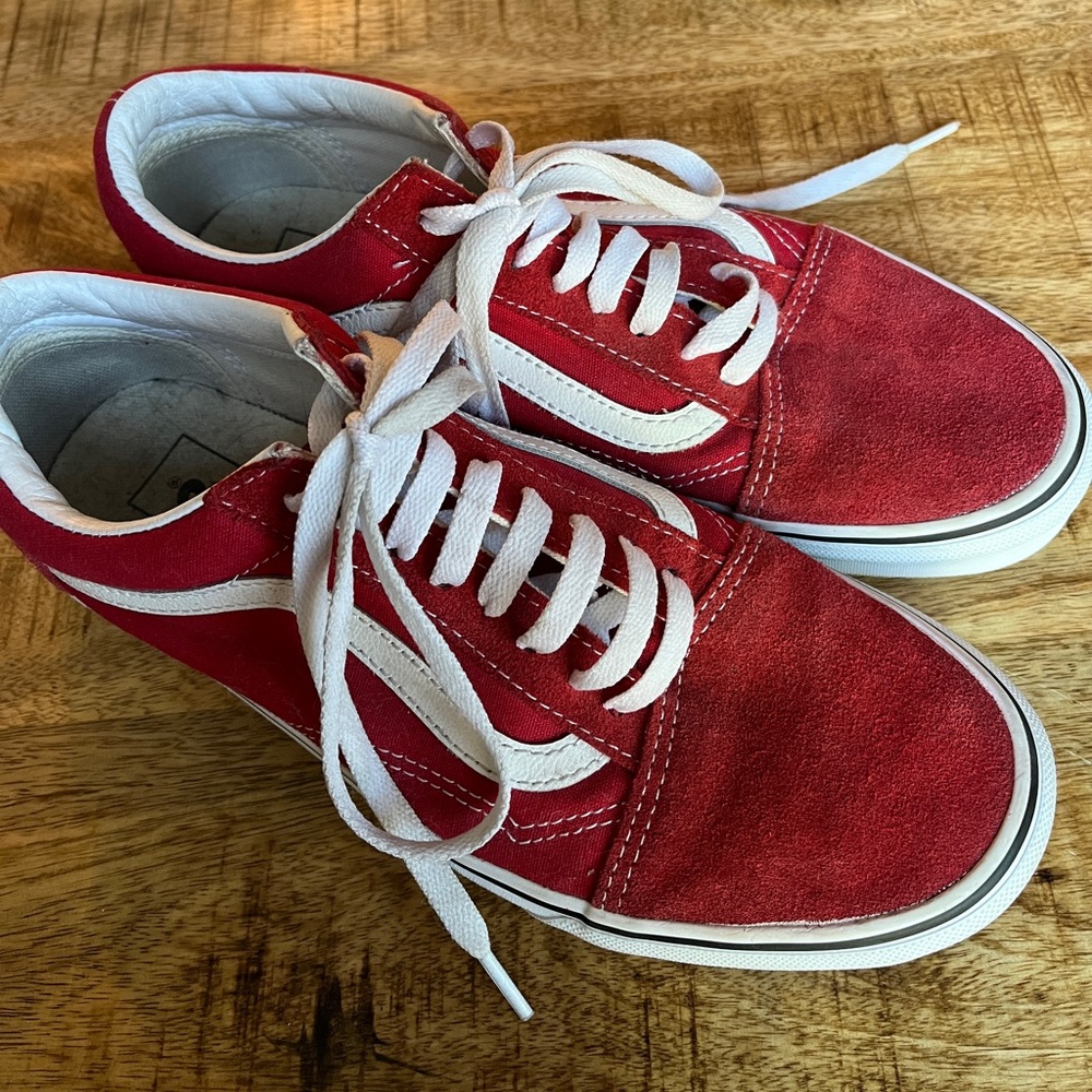 Vans Red and White Women's Sneakers Old School Suede 9.5